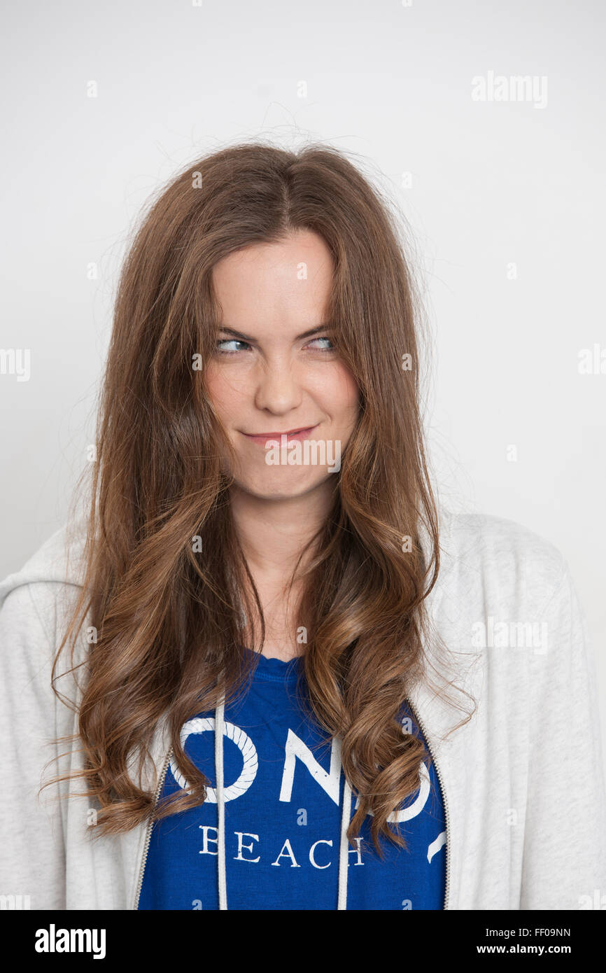 woman pulling a cheeky expression Stock Photo