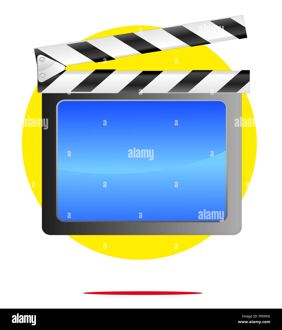 Illustration of movie symbol with yellow circle background Stock Photo