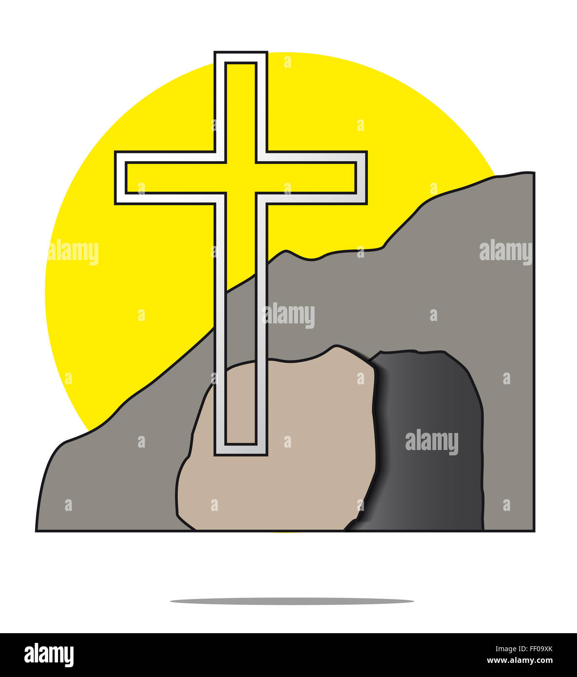 Illustration of easter cross with grave Stock Photo