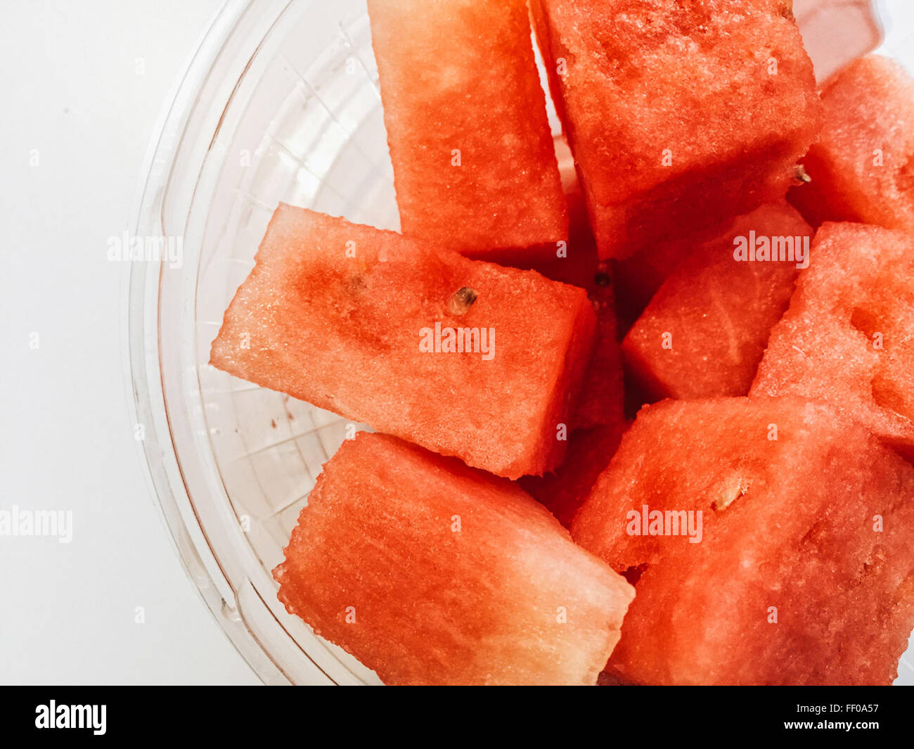 Cup Of Watermelon Chunks Cup Of Watermelon Chunk Stock Photo Alamy