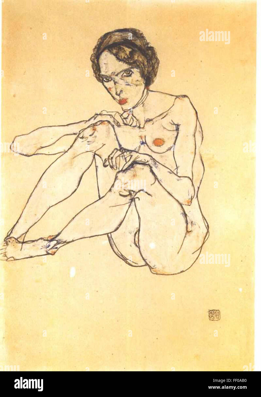 Drawing by Egon Schiele Stock Photo