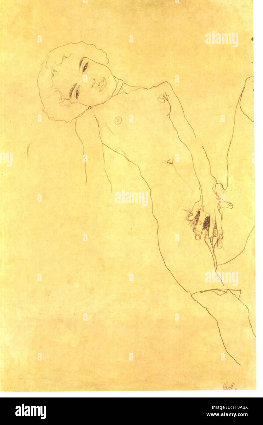 Drawing by Egon Schiele Stock Photo