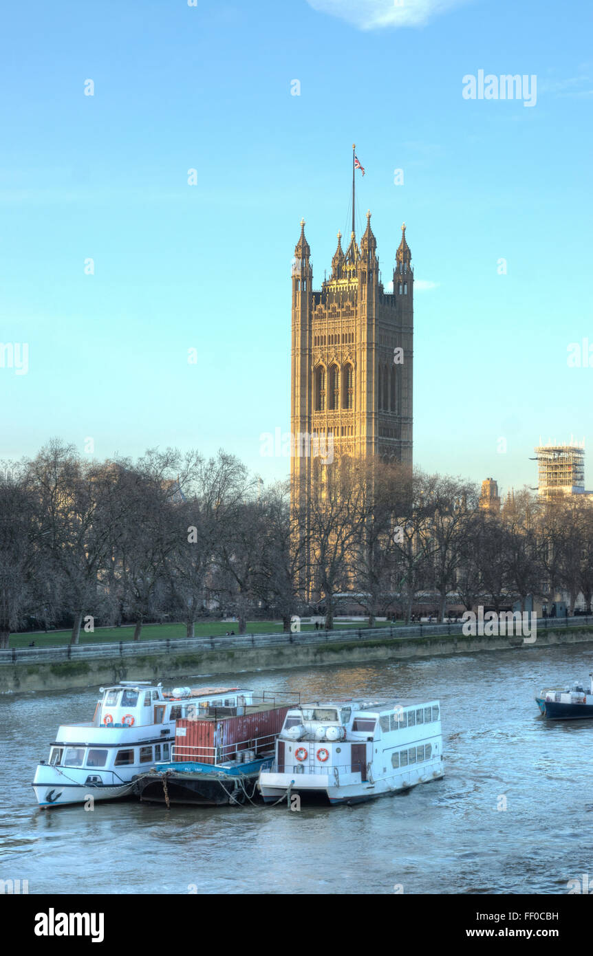 Palace of Westminster. Victoria Tower Stock Photo