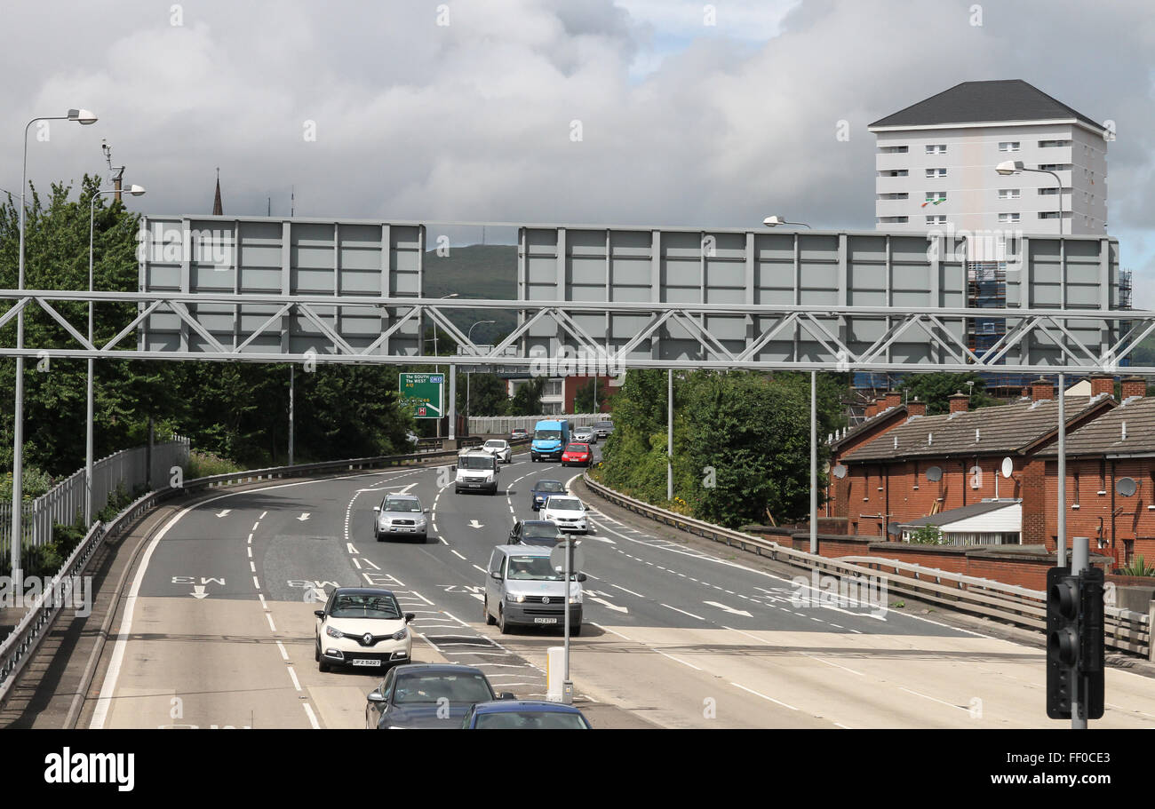 Urban Footbridge Over Westlink Belfast Connects Stock Photo