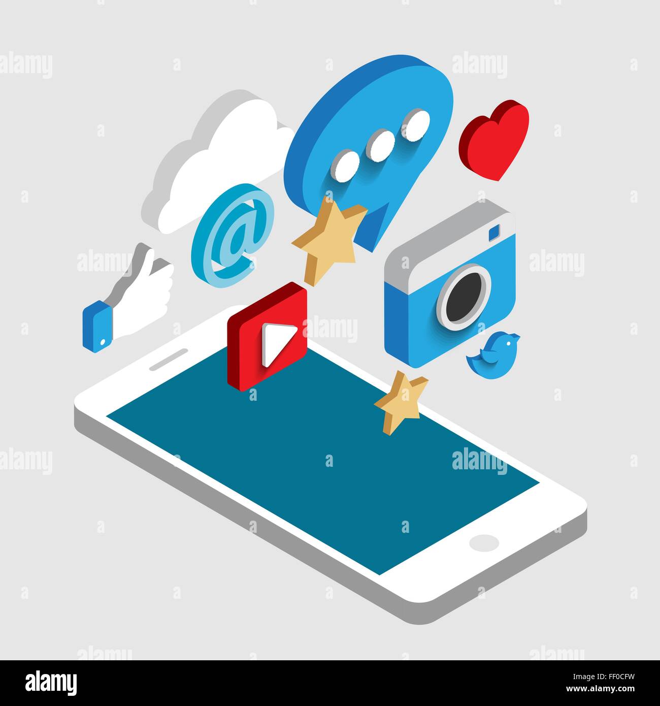 Social media flat 3d isometric concept vector icons Stock Vector Image ...