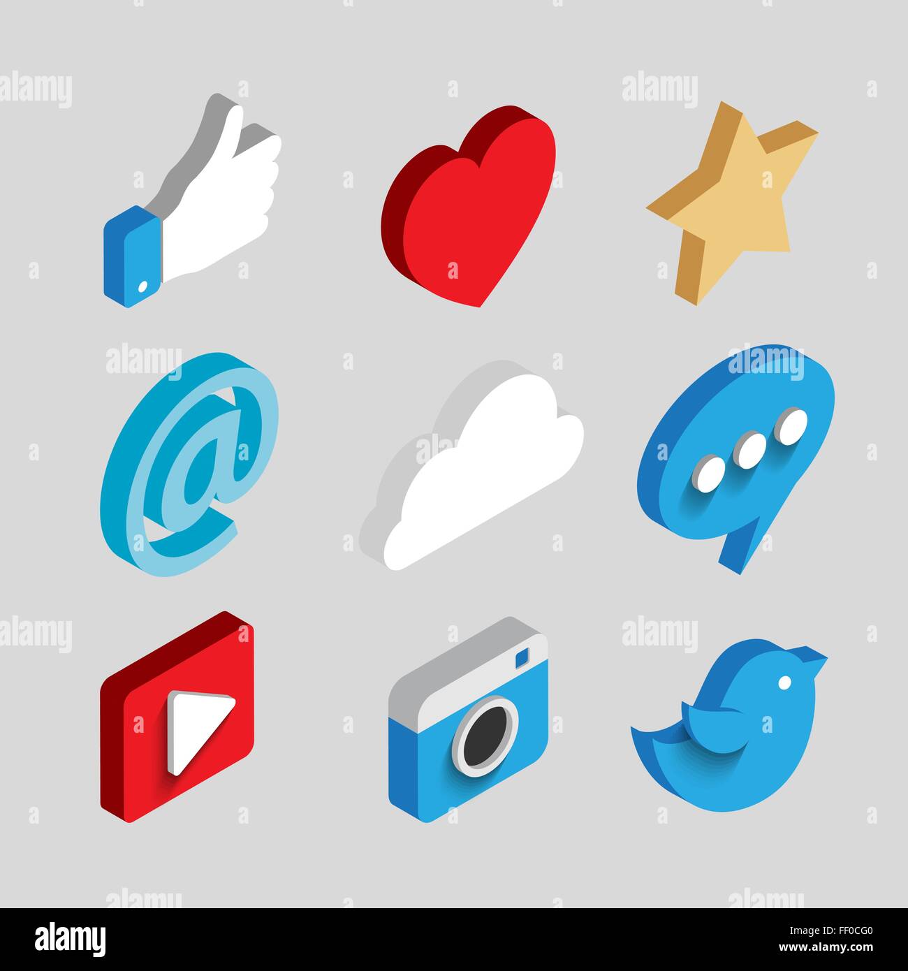 Social media flat 3d isometric concept vector icons Stock Vector Image ...