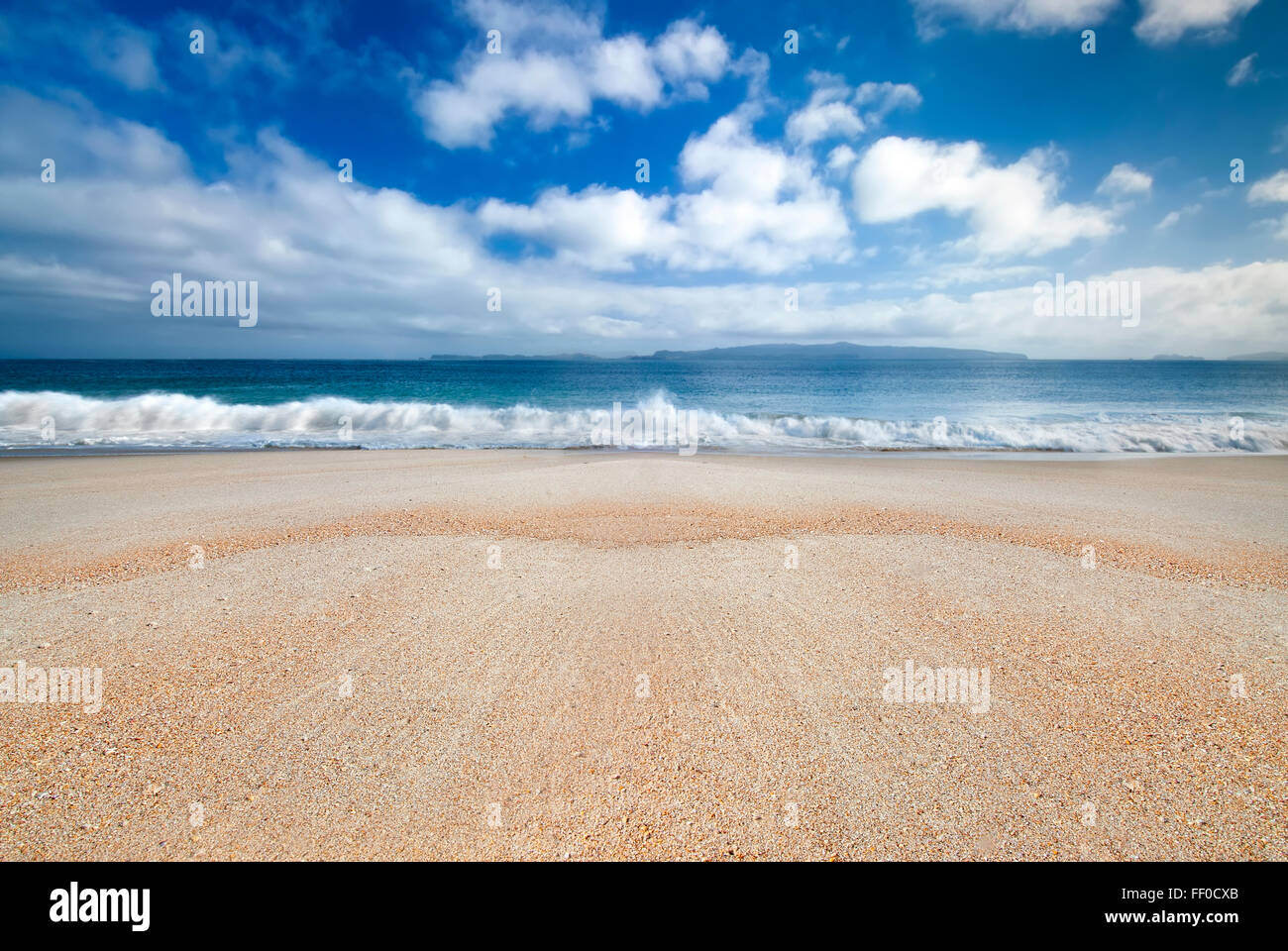 Golden sandy beach, Coromandel, North Island,New Zealand Stock Photo