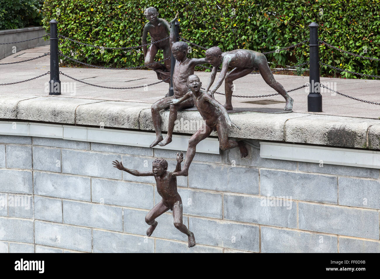 View of the 'First Generation' sculpture by Chong Fah Cheong in Singapore Stock Photo