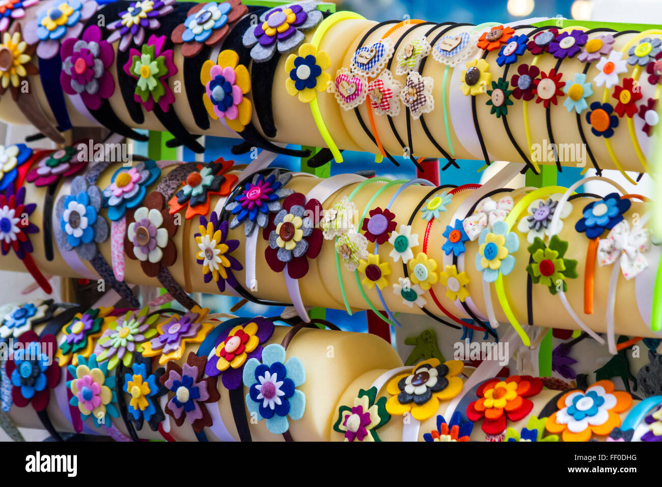 Colorful Hair Bands on the market Stock Photo
