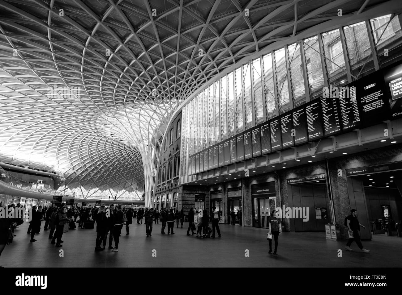 Black white image of national railway train station in london hires