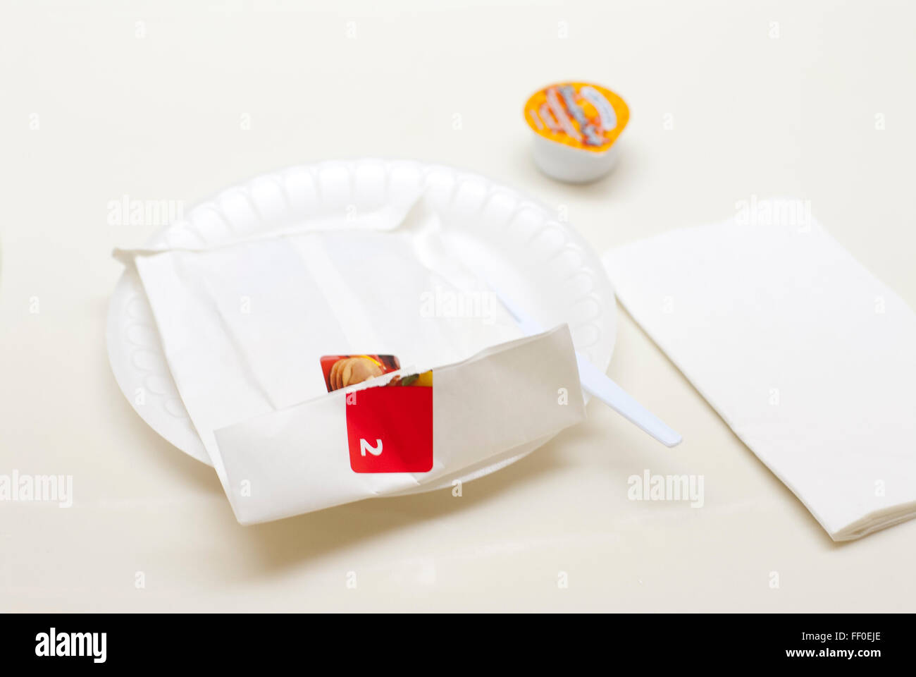 Prepackaged processed hotel breakfast food of little nutritional value