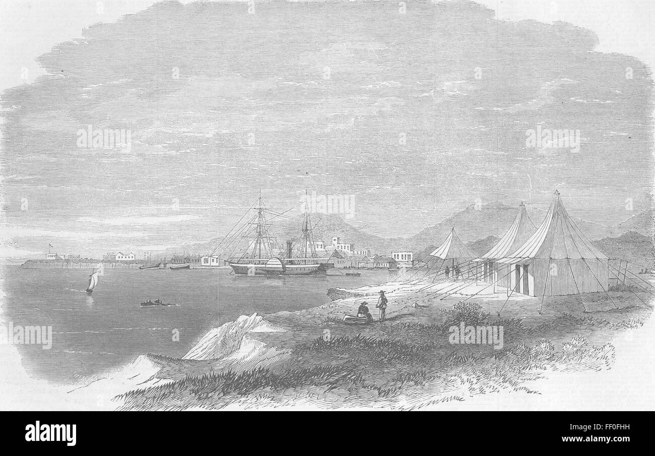 ERITREA Massawa Isle, Red Sea, Abyssinian Mission HQ 1865. Illustrated London News Stock Photo