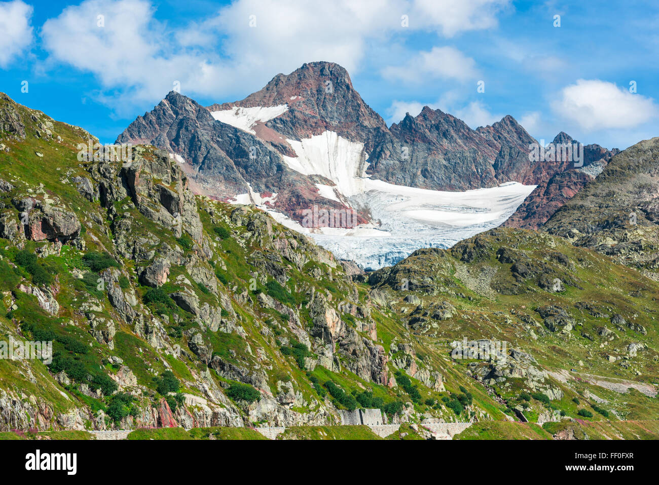 View to Steingletcher nearby Sustenpass in Swiss Alps Stock Photo