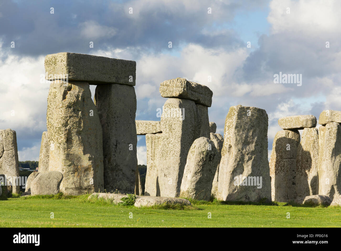 Part of the ancient ruins of Stonehenge, Wiltshire. Stock Photo
