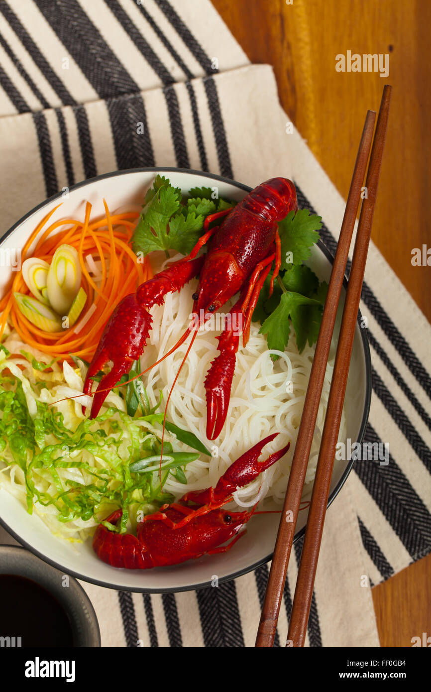 Rice noodles with Crawfish Stock Photo Alamy