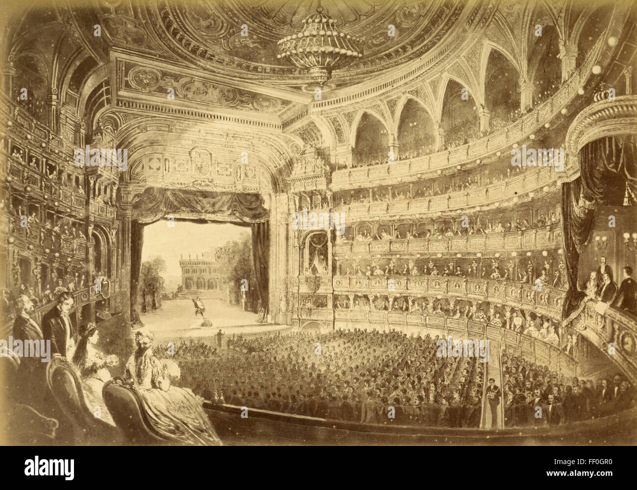 Inside the Opera, Vienna, Austria, painted Stock Photo