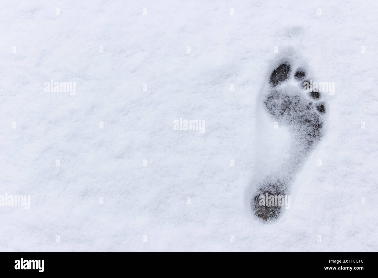 Footprint in the Snow Stock Photo