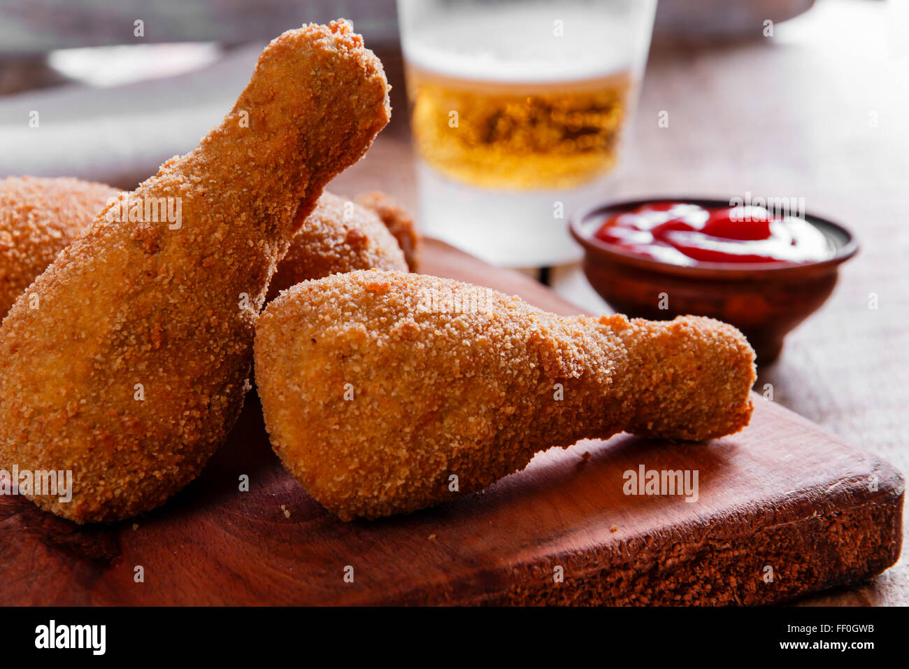 fried chicken leg in breadcrumbs Stock Photo