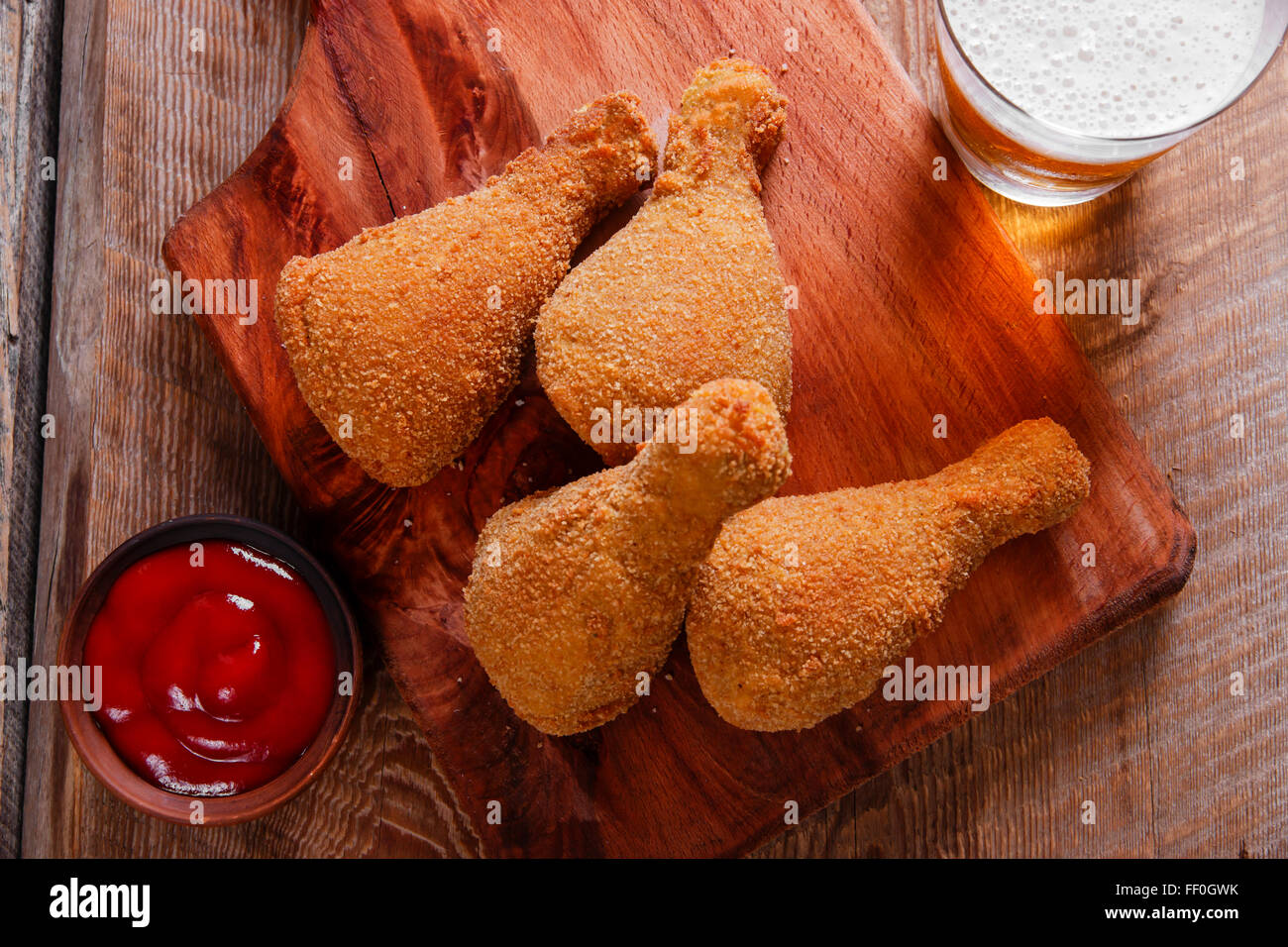 fried chicken leg in breadcrumbs Stock Photo