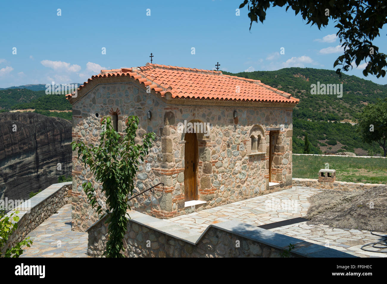 Monastery of the Holy Trinity in Meteora - complex of Eastern Orthodox monasteries, Greece Stock Photo