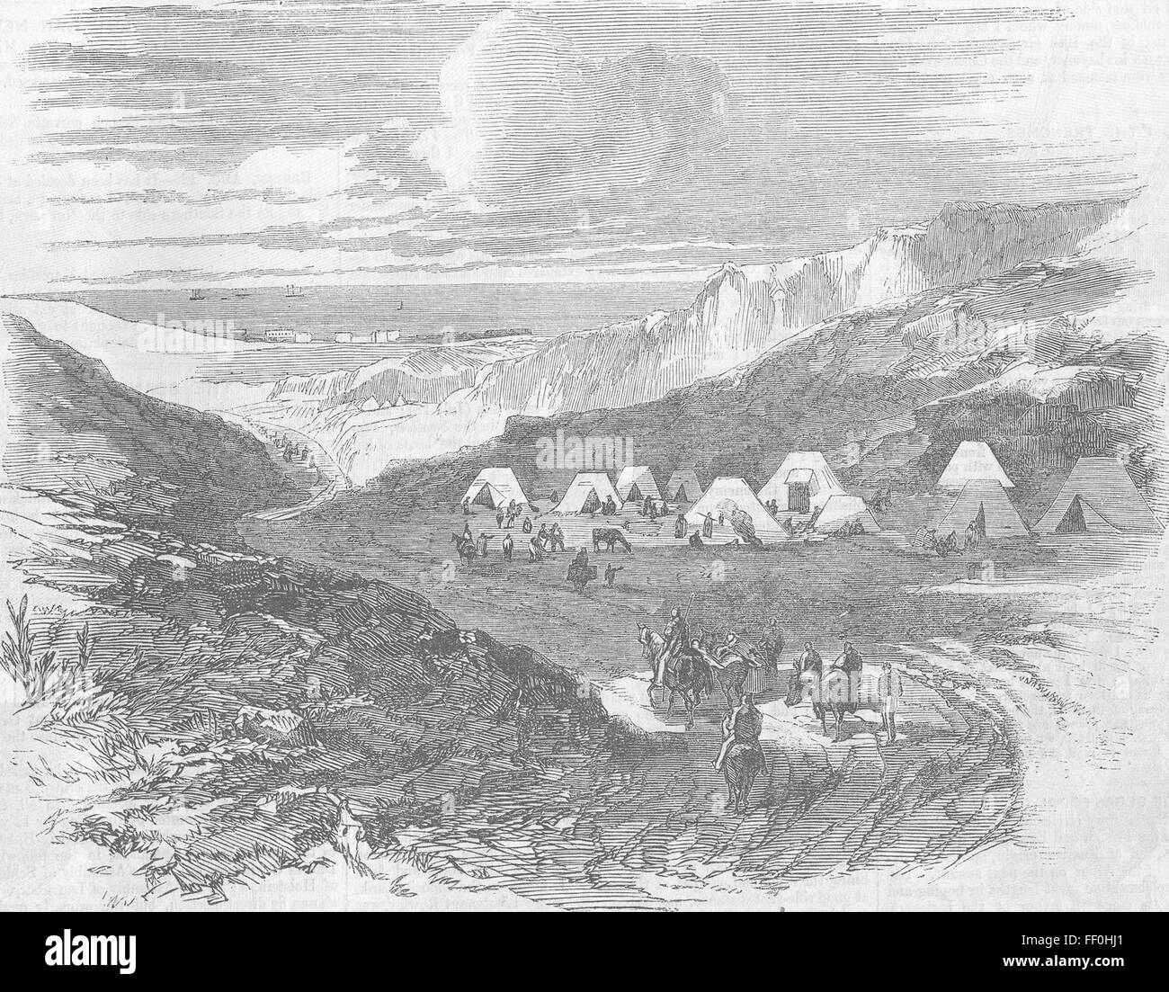 UKRAINE Crimean War The Road to the trenches 1855. Illustrated Times Stock Photo