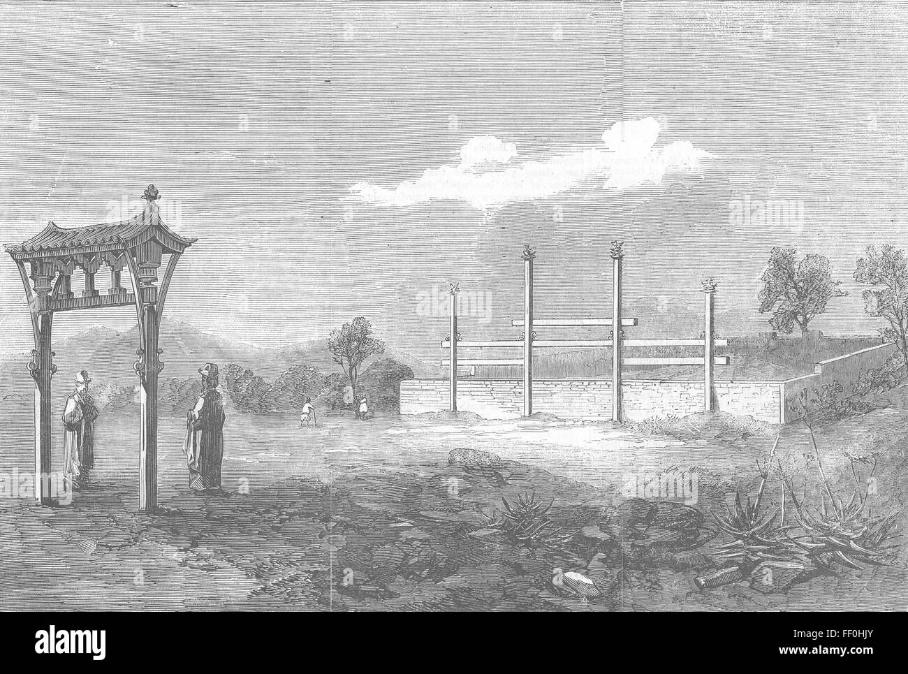 CHINA The Tombs of The Chinese Emperors, Ningbo 1857. Illustrated London News Stock Photo