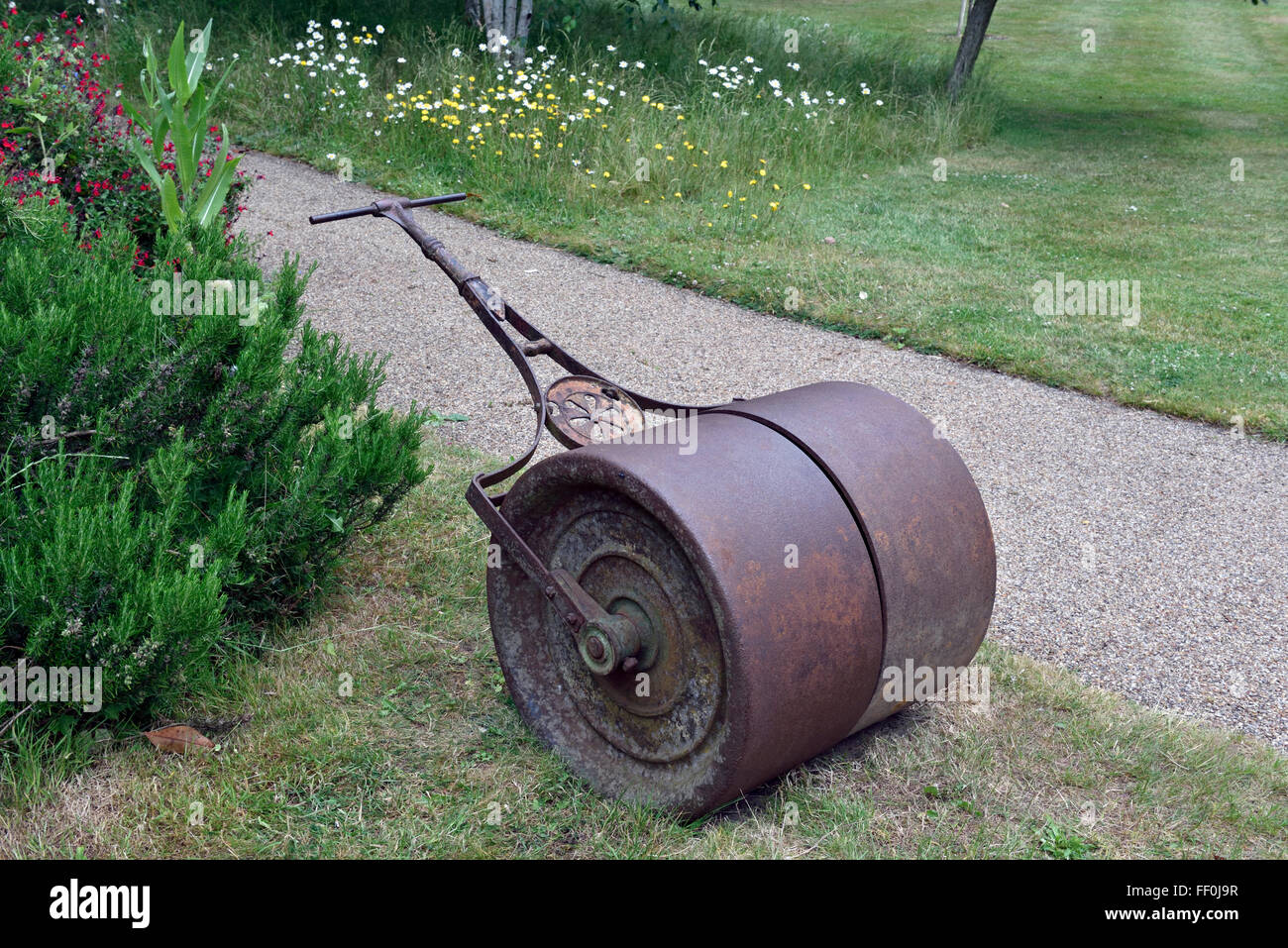 Vintage Garden roller, Edwardes Square Stock Photo