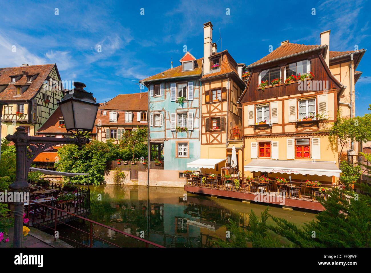 View of La Petite Venise or Little Venice, district, Old Town, Colmar, Alsace, France Stock Photo