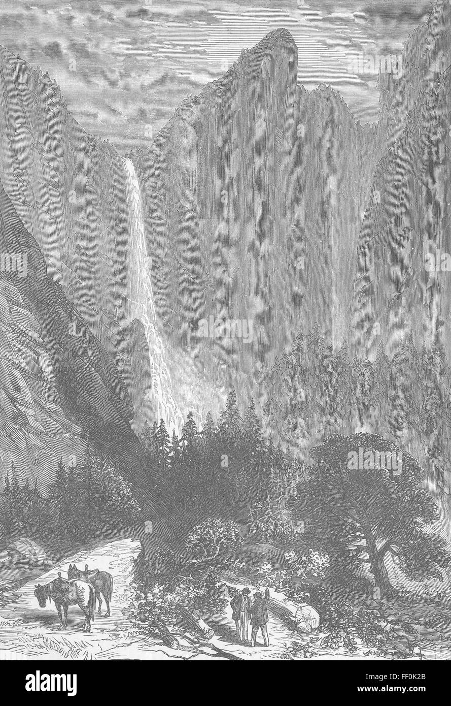 LANDSCAPES The Bridal Veil Fall 1876. Illustrated London News Stock Photo