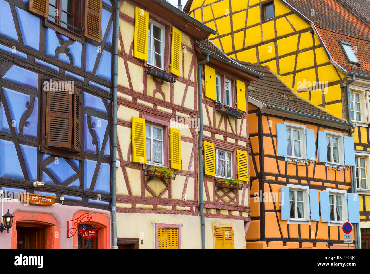 Colorful timber framed houses at Petite Venise or Little Venice, Colmar, France Stock Photo