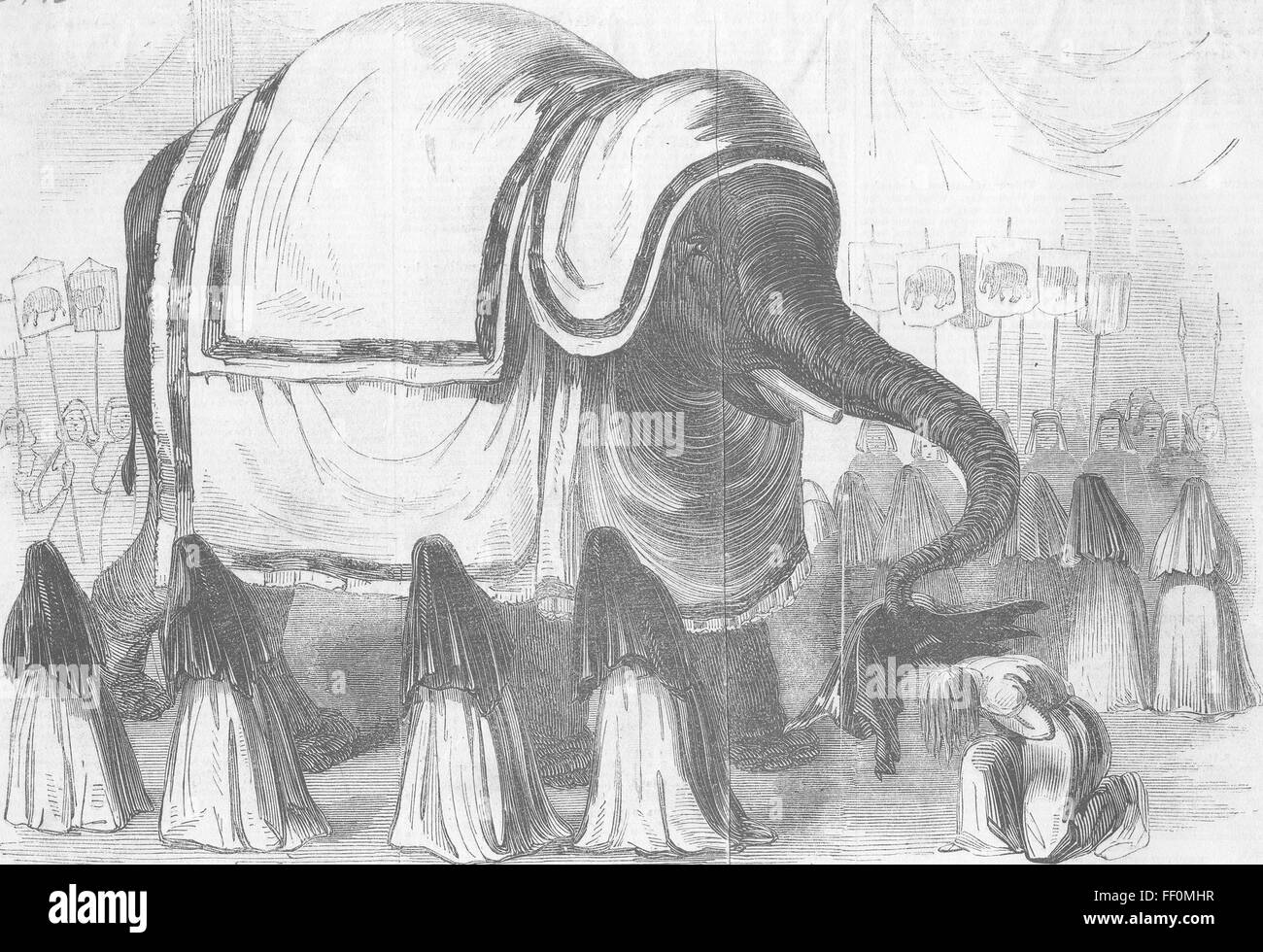 INDIA Sacred Elephant choosing Rajah wife, Nagpur 1846. The Pictorial Times Stock Photo