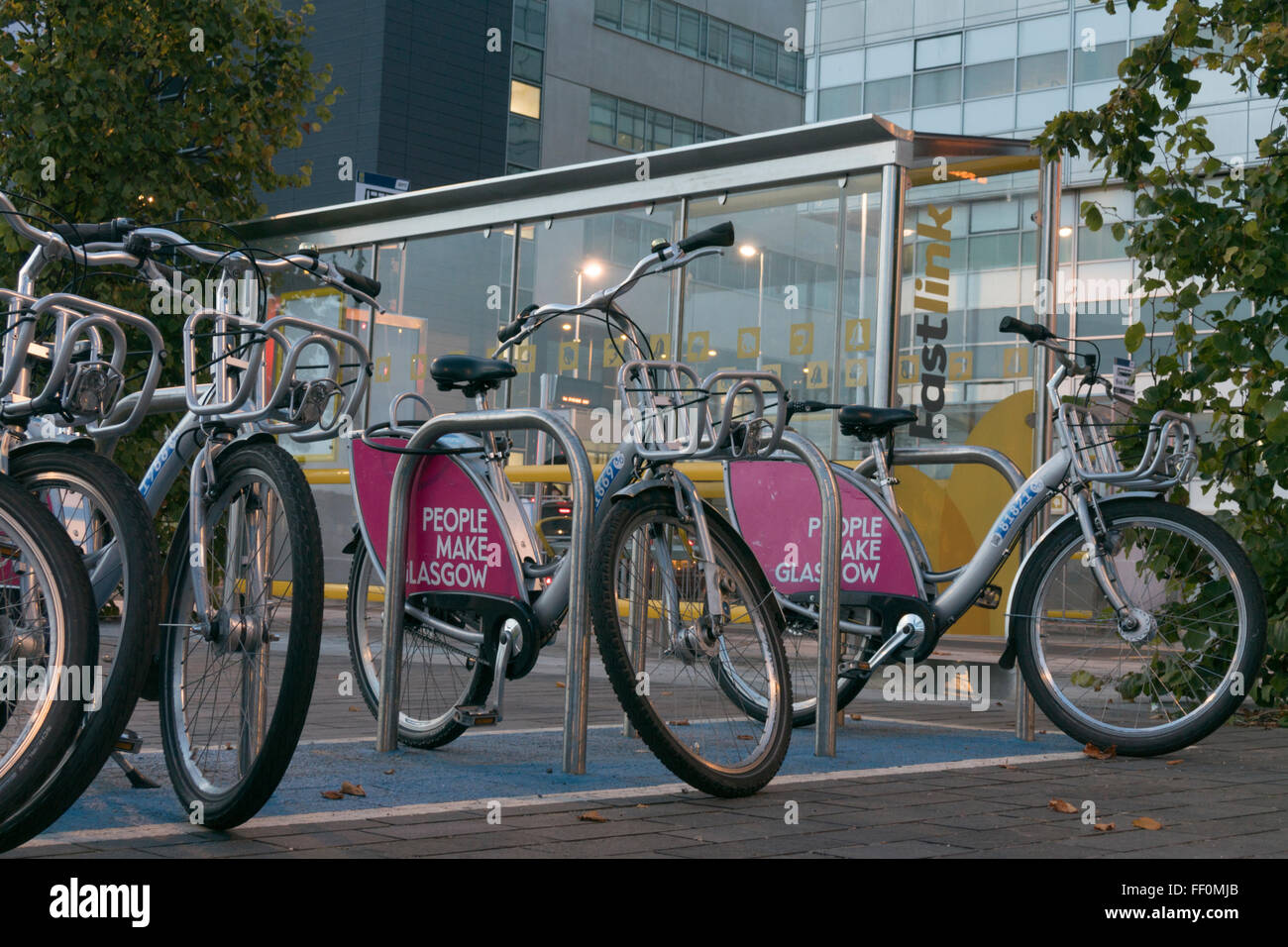 Public bike hire station,Glasgow,Scotland Stock Photo Alamy