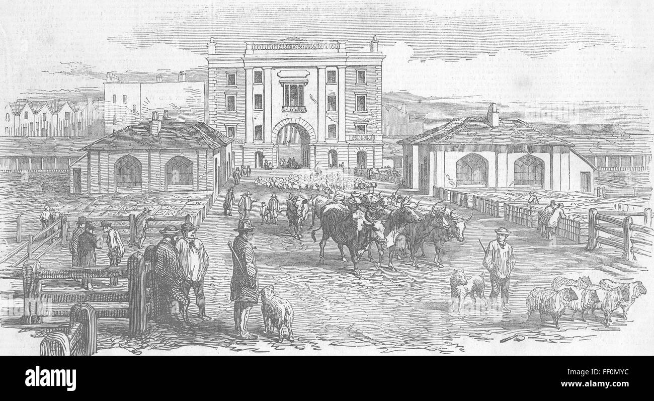 LONDON The Islington New Market 1849. Illustrated London News Stock Photo