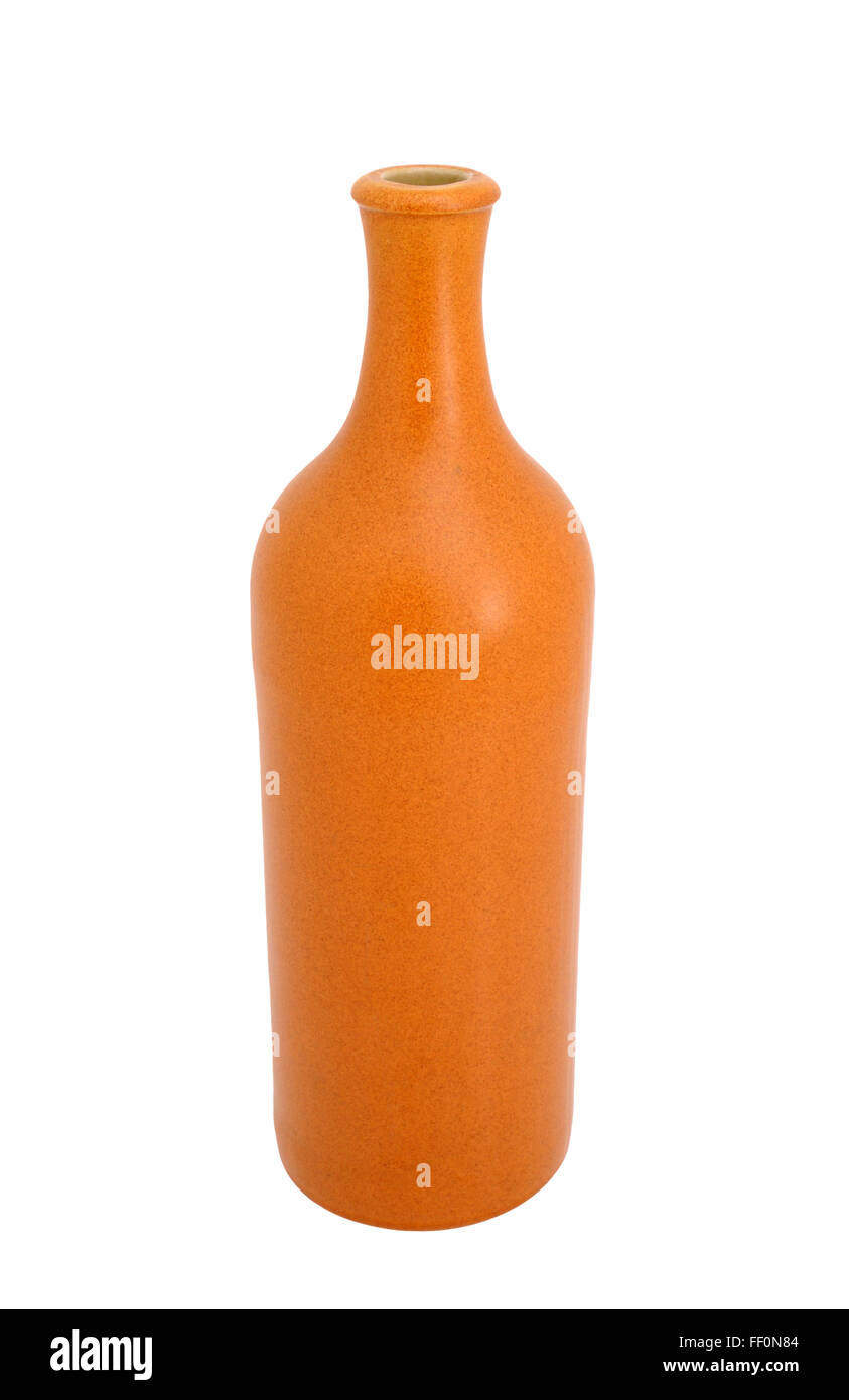 Pottery bottle for wine isolated on a white background Stock Photo - Alamy