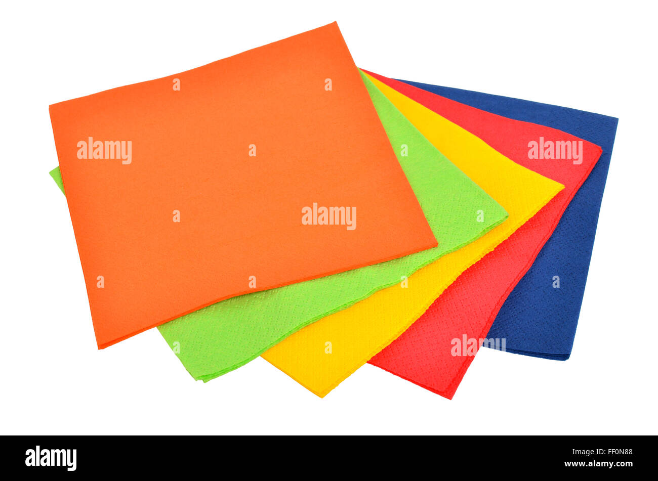 Multicolored paper napkins for laying isolated on a white background