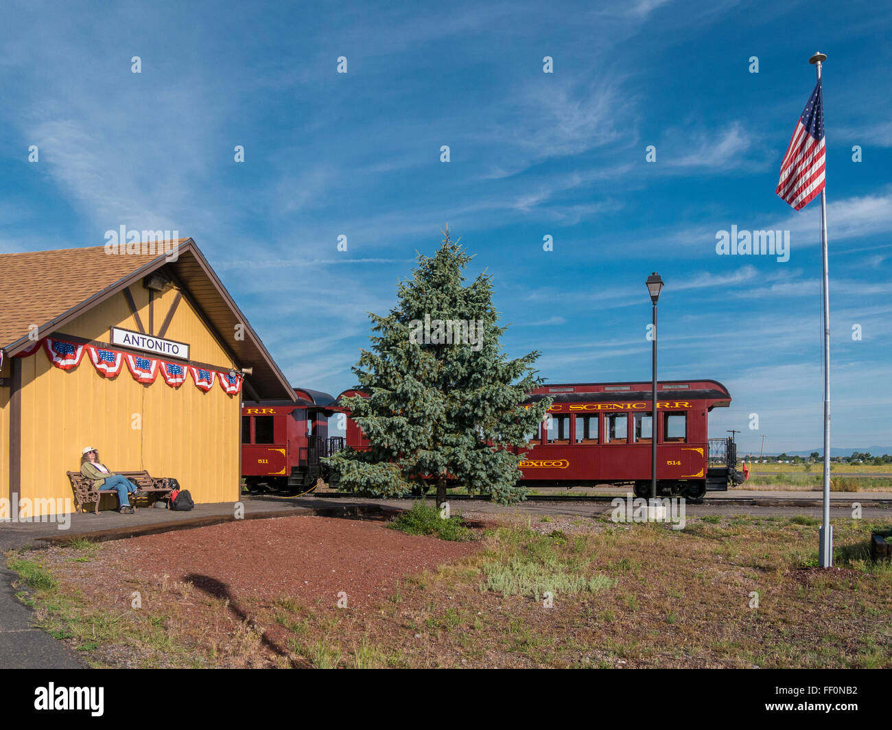 Depot, Cumbres & Toltec Scenic Railroad, Antonito, Colorado Stock Photo