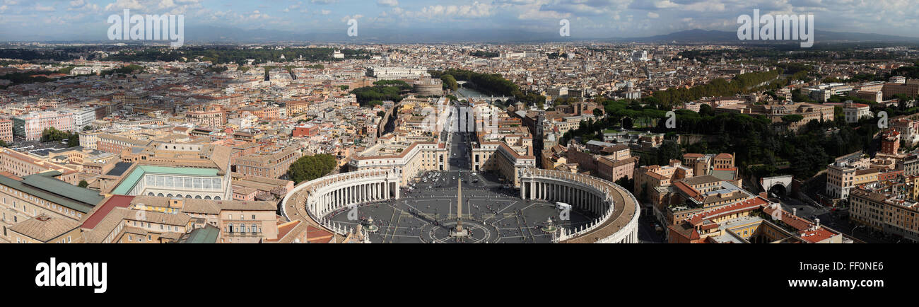 View of St. Peter's Square and Rome from the Dome of St. Peter's Basilica Stock Photo