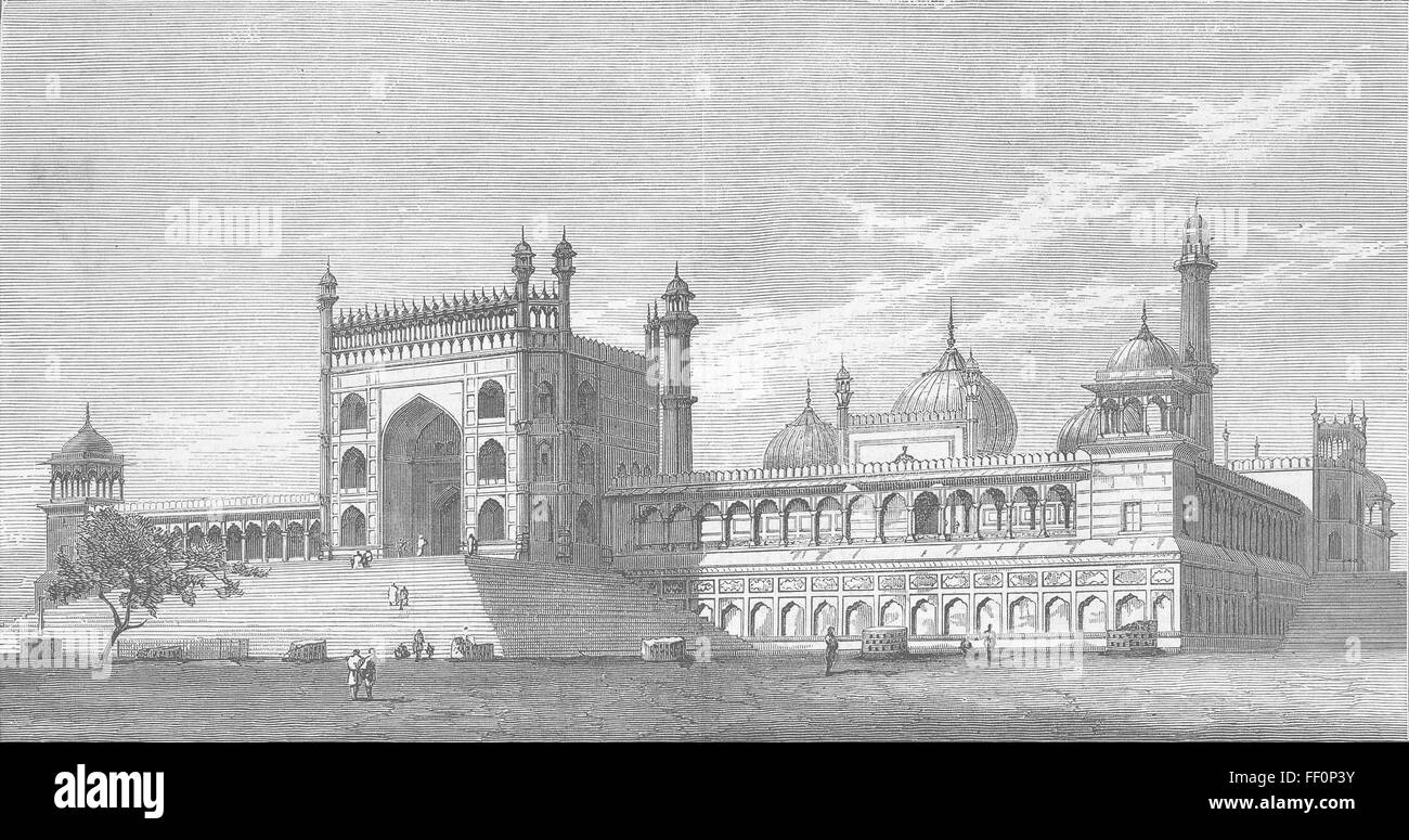 INDIA Imperial Durbar, Delhi Jama Masjid 1877. The Graphic Stock Photo