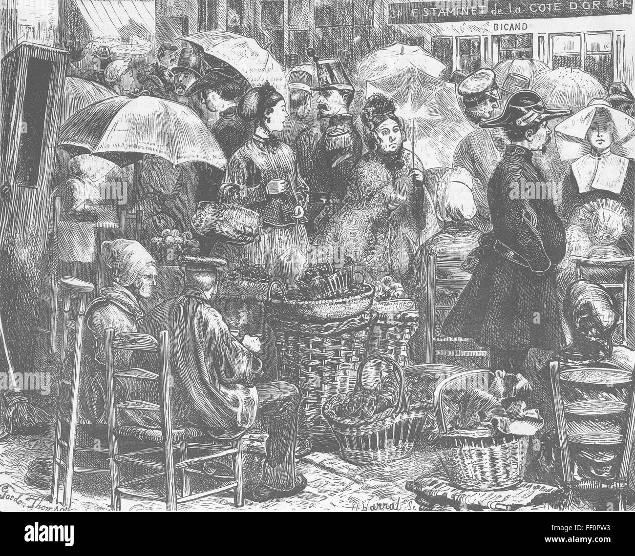 FRANCE Market, Boulogne 1870. The Graphic Stock Photo