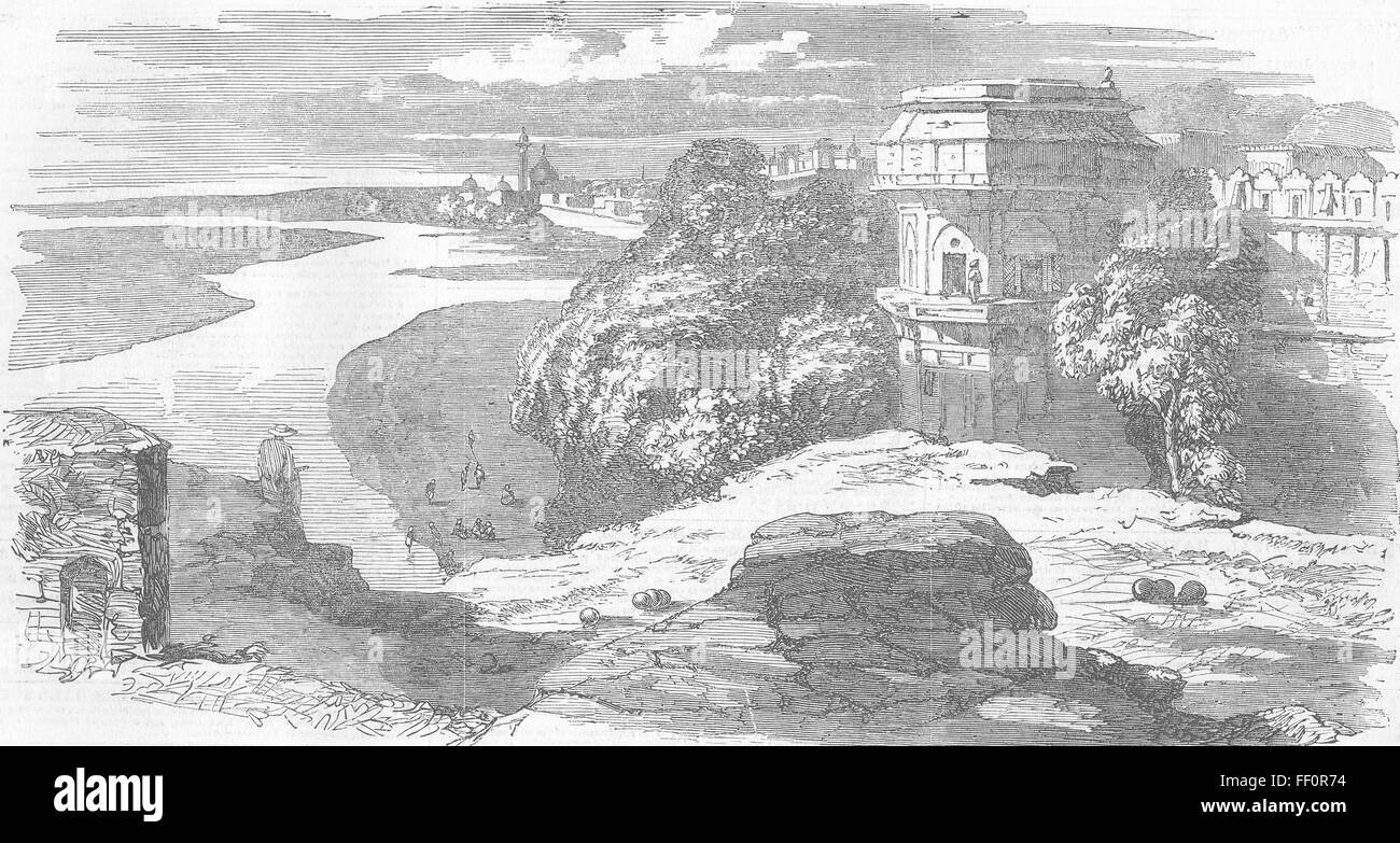 INDIA Delhi from Selimghur, looking down Yamuna 1858. Illustrated London News Stock Photo