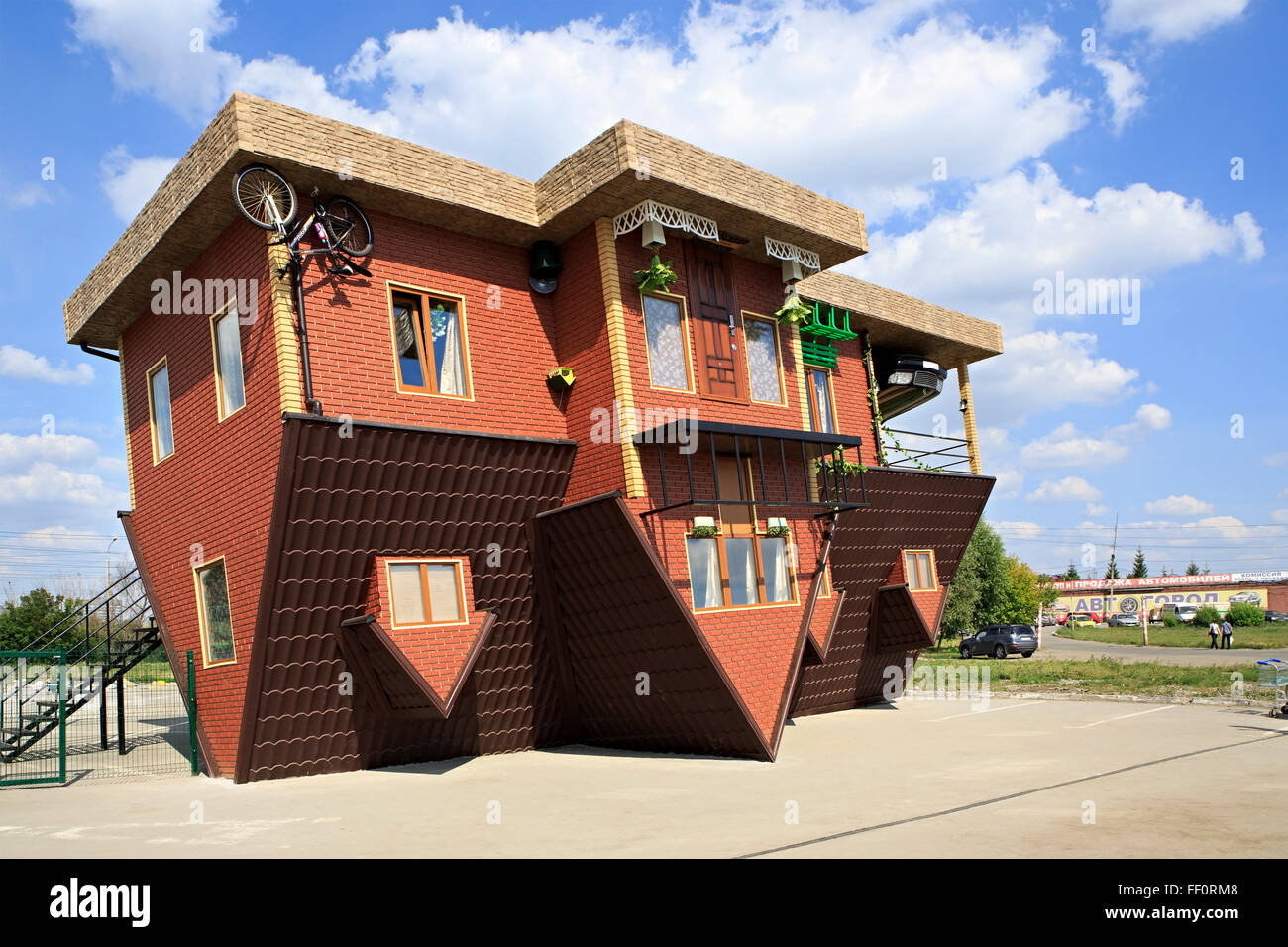 Attraction Upside down house. Stock Photo