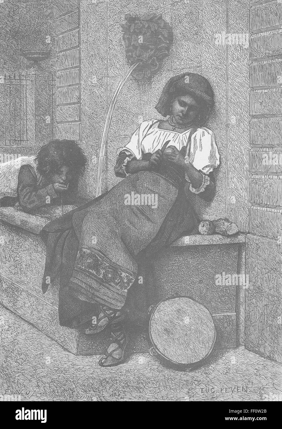 PORTRAITS Breakfast 1873. Fine Arts In France Stock Photo