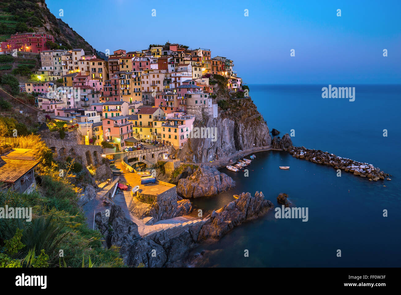 View of Manarola village , Cinque Terre , Italy Stock Photo