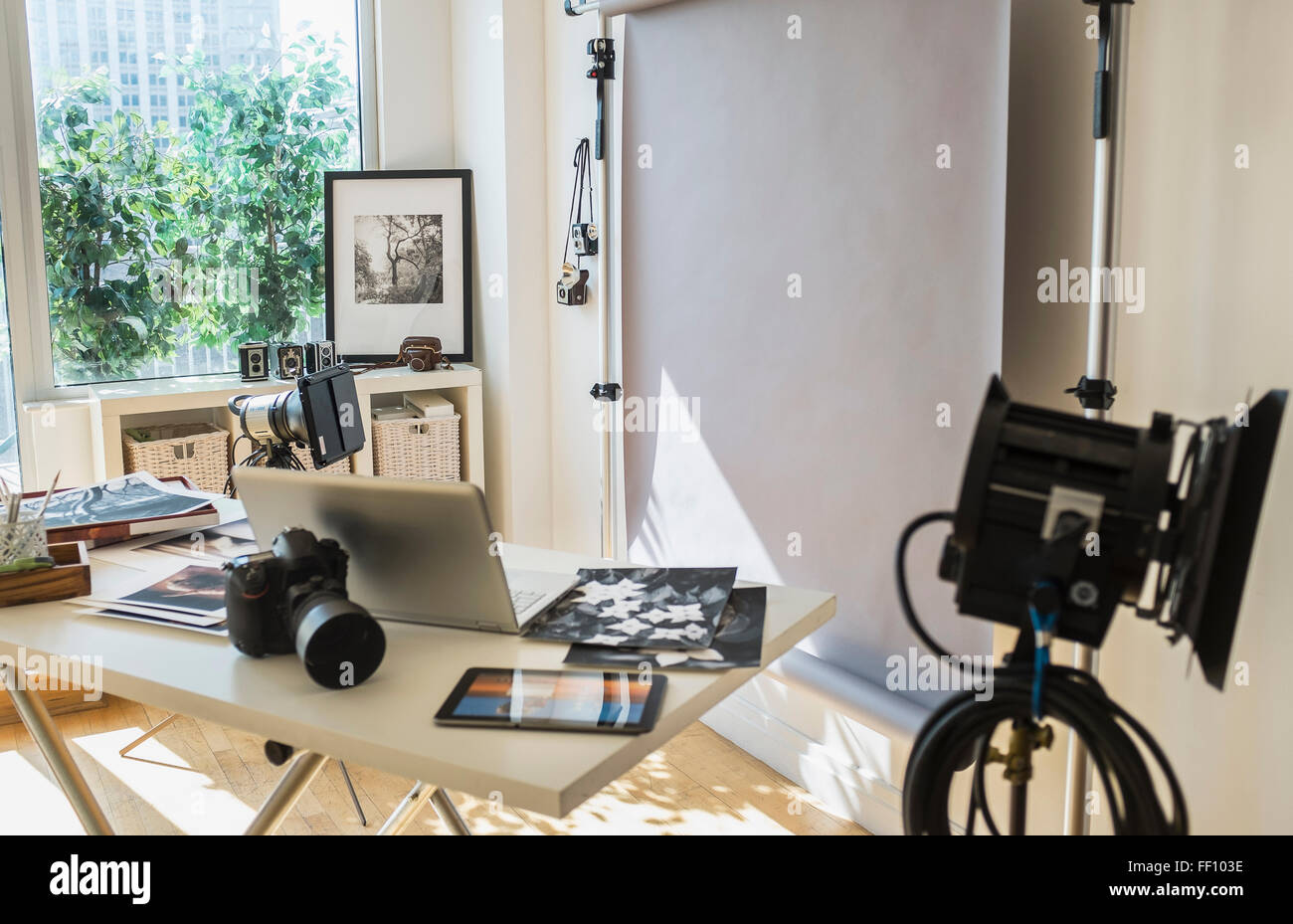 Desk in photography studio Stock Photo Alamy