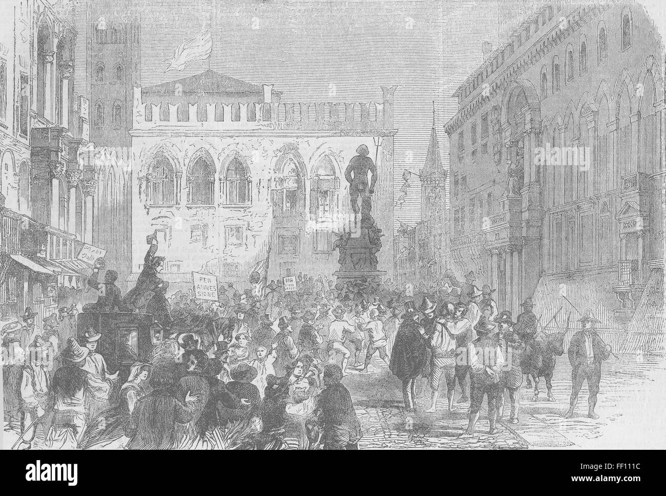 ITALY Bologna voting for Annexation with Piedmont 1860. Illustrated Times Stock Photo