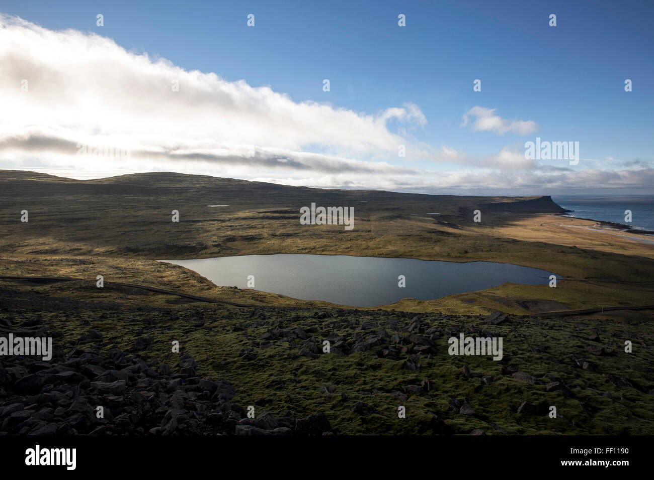 Lake in remote landscape Stock Photo