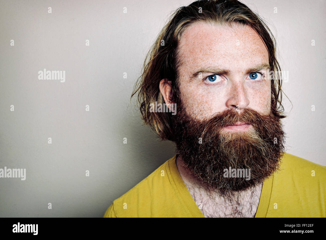 Caucasian man with serious expression Stock Photo