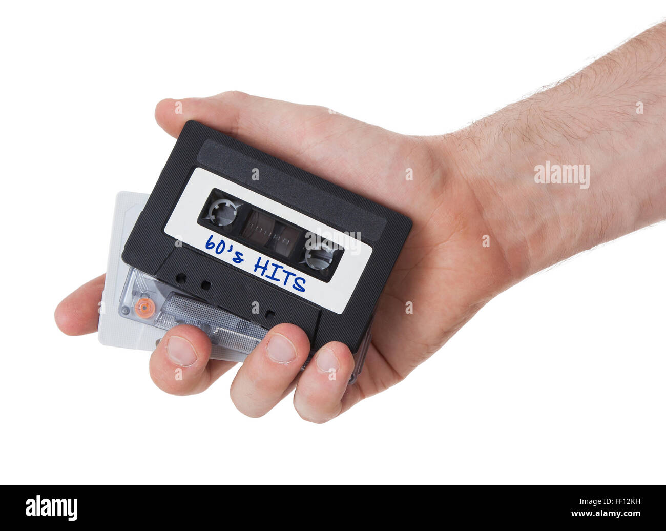 Vintage audio cassette tape, isolated on white background, 60's hits ...