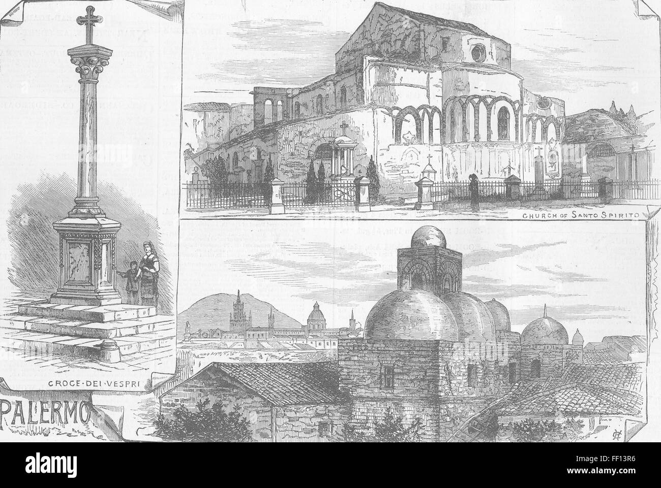 ITALY Sicilian Vespers; San Giovanni degli Eremiti 1882. Illustrated London News Stock Photo
