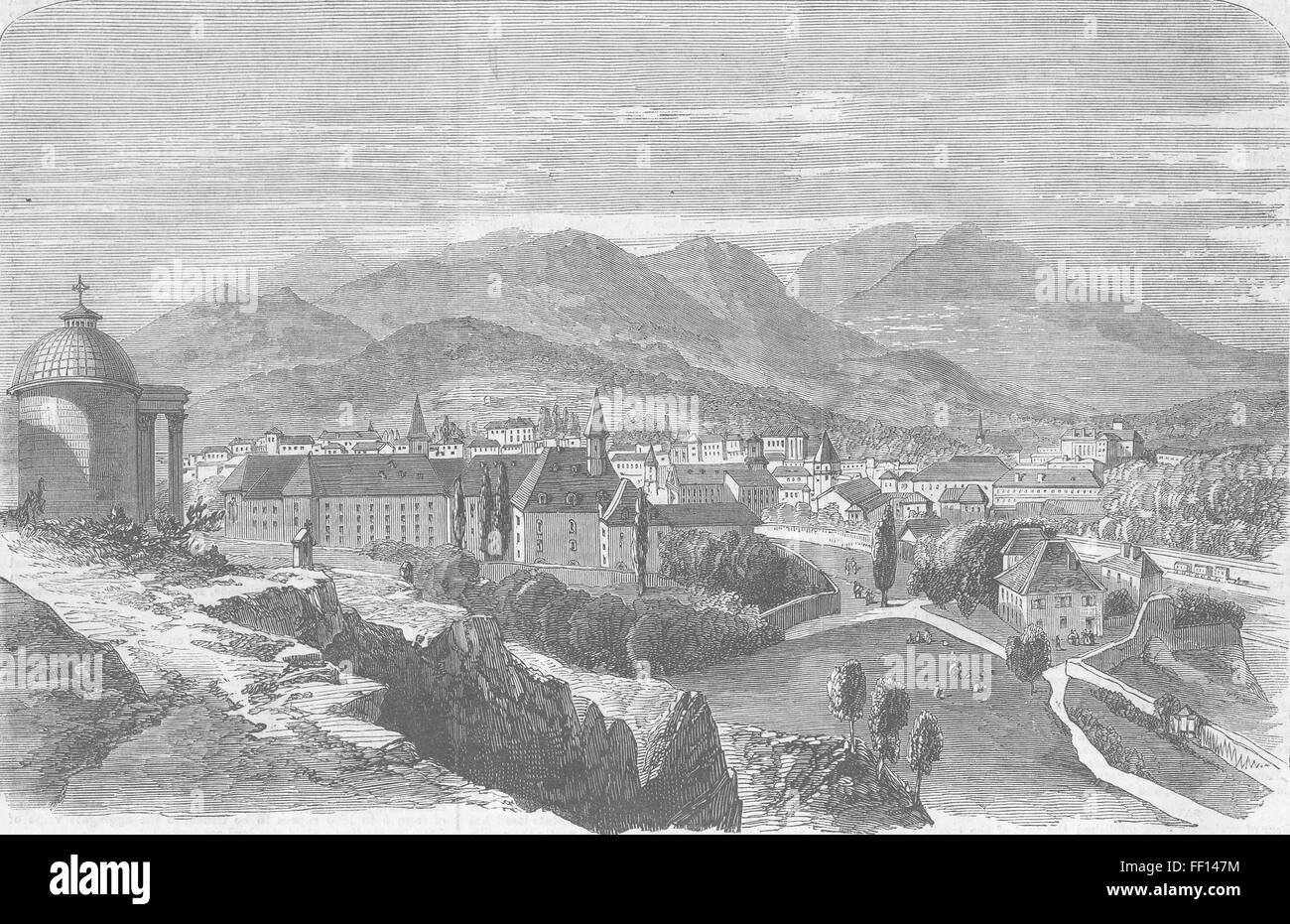 FRANCE Chambery, Savoie, from Mount Calvary 1860. Illustrated London News Stock Photo